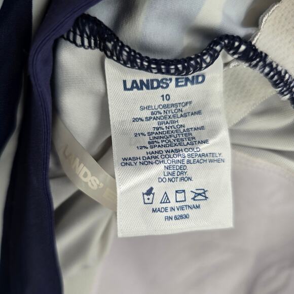 Lands End Blue White Stripe Tube Padded Swimwear Tankini Top Medium M 10 - Picture 7 of 7